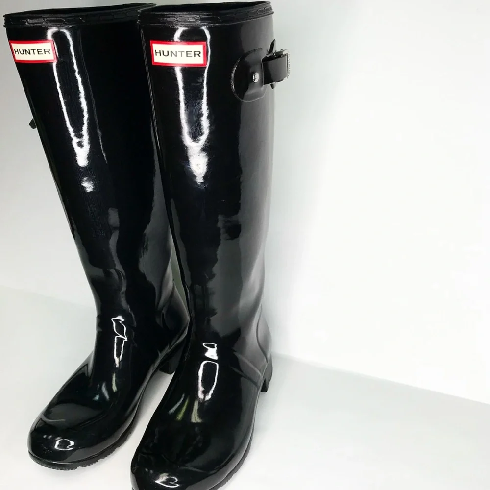 Hunter boots original tall black gloss size 8 - Picture 2 of 7